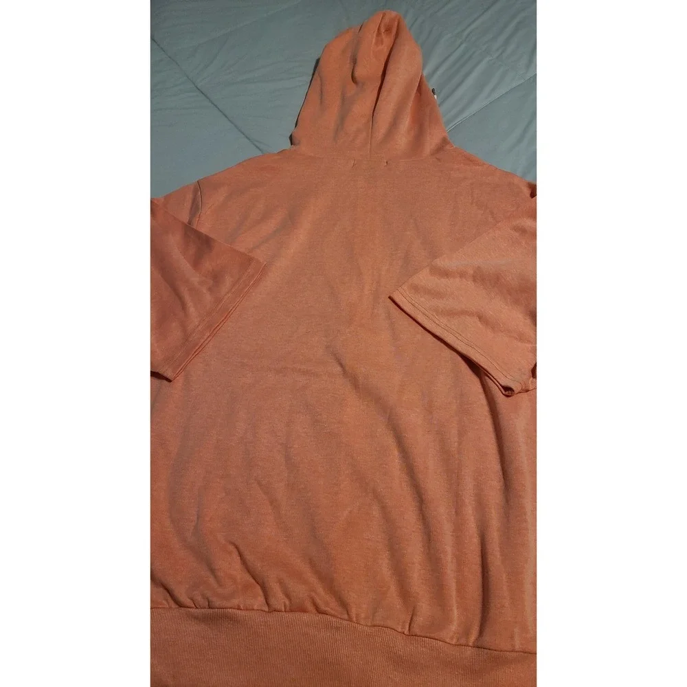 New OHOO Coral Zip-Up Short Sleeve‎ Jacket With Pockets Size  XXXL